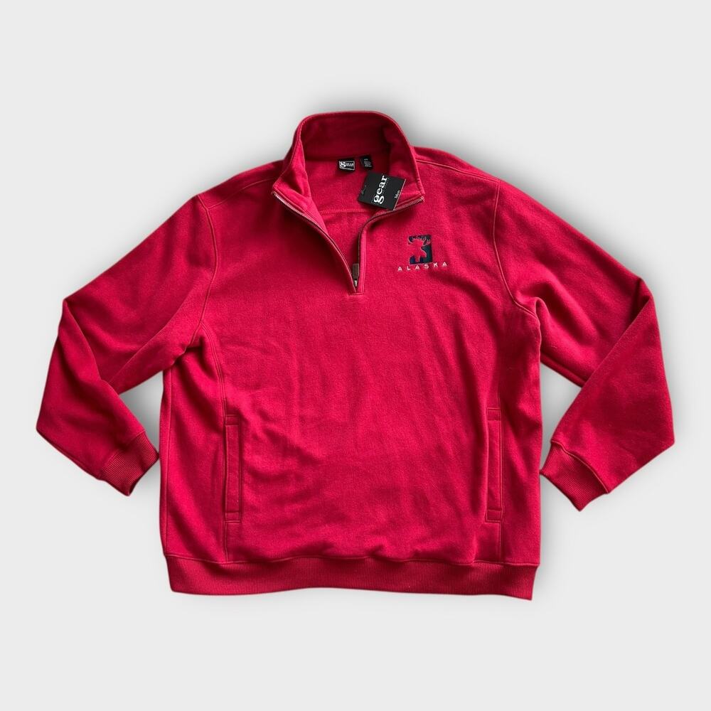 Men's Y2K Gear for Sports Alaska Denali Fleece Zip Pullover Red XXL Gorpcore NWT